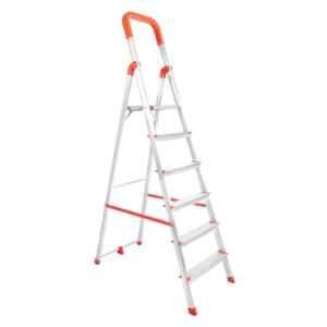 Mizu 6 Step Aluminium Silver Foldable Ladder with Platform & 5 Years Warranty