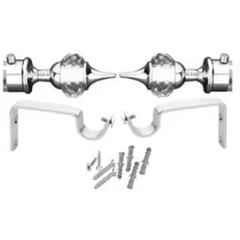 Ojass 9.5x4cm Stainless Steel Silver Solid Crystal Diamond Curtain Bracket with Support Clamp, SCB02SSILVER (Pack of 2)
