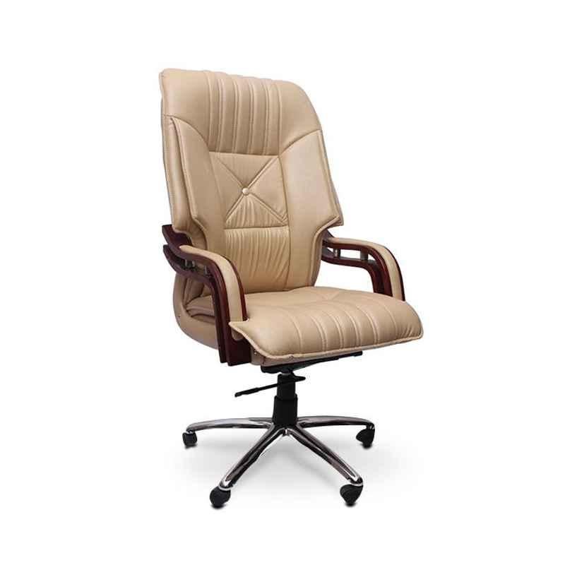 Caddy PU Leatherette Brown Adjustable Office Chair with Back Support, DM 87 (Pack of 2)