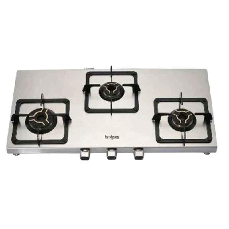Hindware Arturo Stainless Steel Cooktop with 3 Brass Burner & Manual Ignition