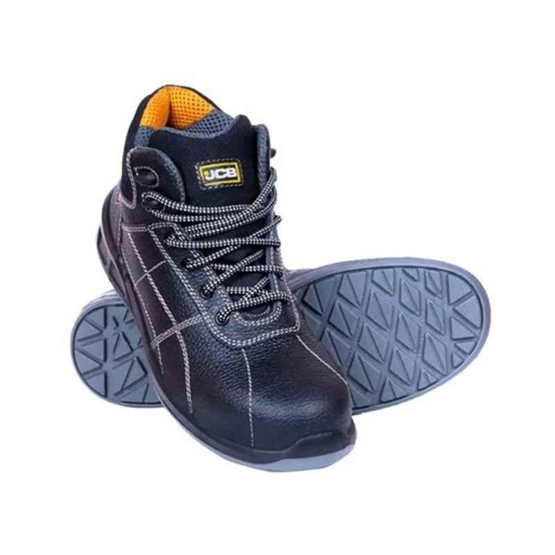 JCB Loadall Leather Black Steel Toe Low Ankle Work Safety Shoes, Size:10