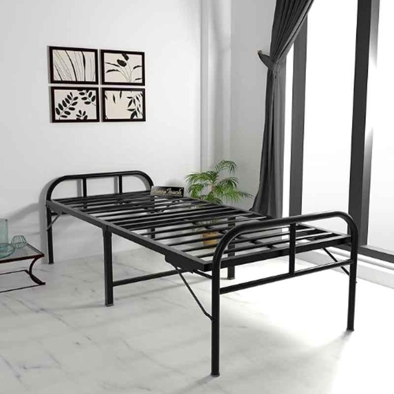 Honey Touch Avon 3x6ft Iron Black Folding Single Bed without Mattress
