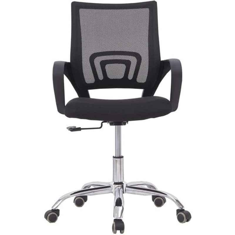 Generic 47x49x50cm Polyester Black & Silver Adjustable Chair with Rolling Wheels, DNY01HAA