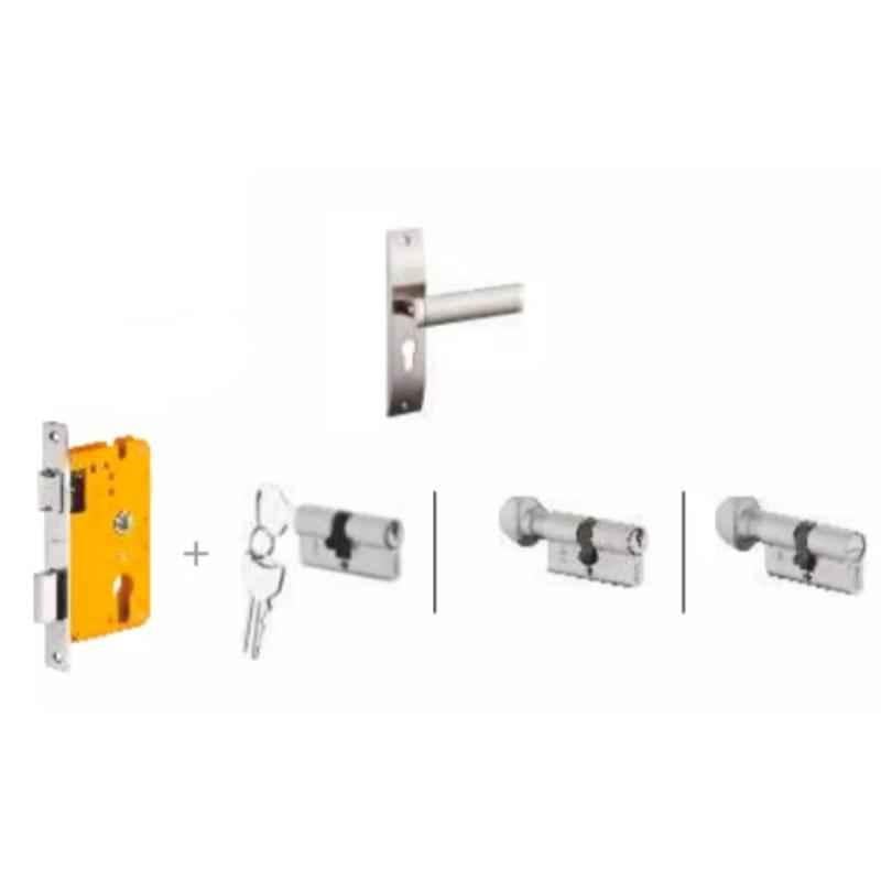 Dorset Dave HL DAV 8 inch Zinc SC Finish Lock Set with Coin & 60mm Knob Cylinder (Pack of 2)