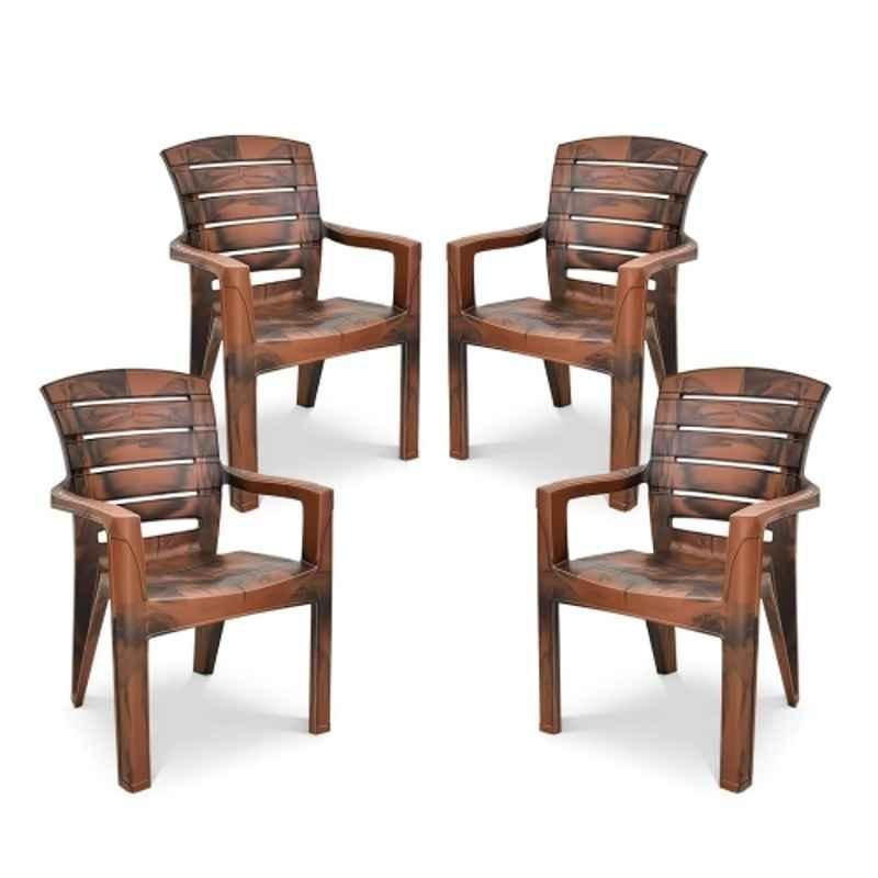 Maharaja Singham101 580x620x880mm Plastic Teakwood Heavy Duty Armrest Chair (Pack of 4)
