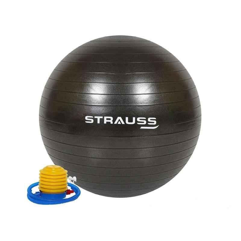 Strauss 85cm Black PVC Anti Burst Gym Ball with Foot Pump, ST-1540