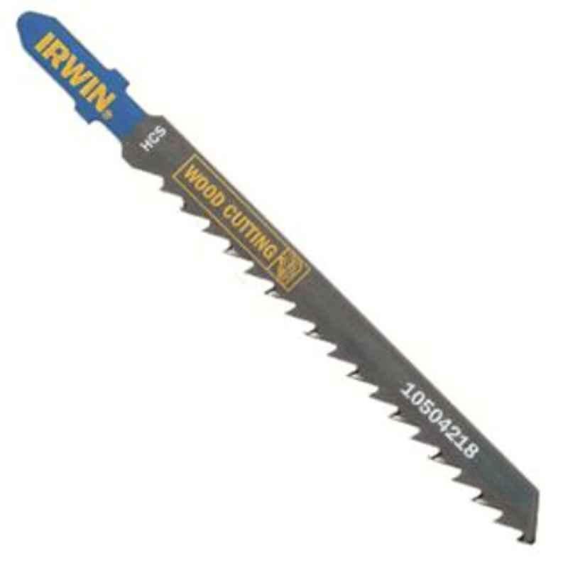 Irwin T144D 100mm Wood Cutting HCS T-Shank Jigsaw Blade, 10504545