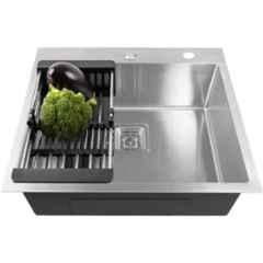 Fossa FS-07 24x18x10 inch Stainless Steel Matt Finish Silver Single Bowl Handmade Kitchen Sink, FS-04TH