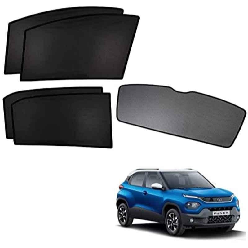 Kozdiko 5 Pcs Polyester Black Non Magnetic Window & Rear Sun Shades Set for Tata Punch, ASDF24