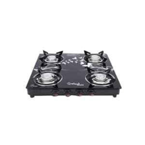 Sigri-Wala 4 Burner PNG Tornado Toughened Glass Black Manual Gas Stove