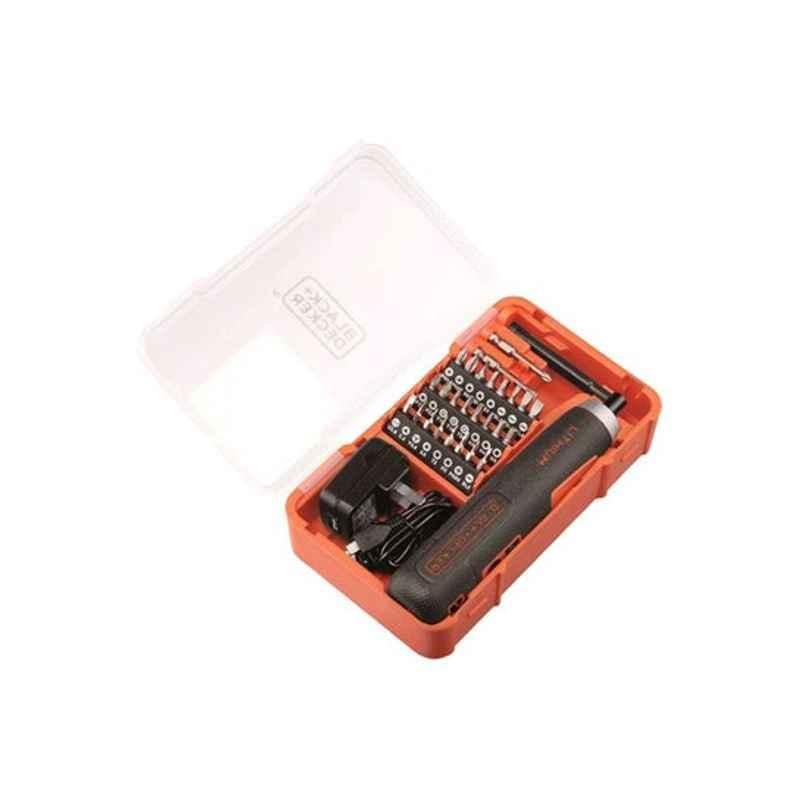 Black & Decker Orange & Silver Cordless Electric Screwdriver with 27 Bits Sets, KC4815