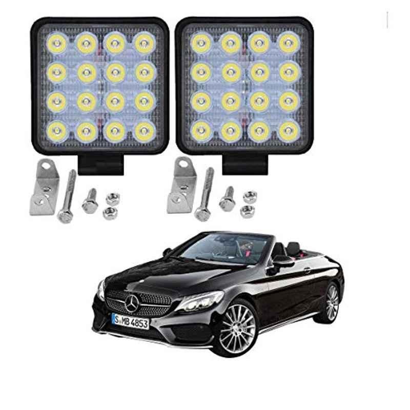 Kozdiko 2 Pcs 48W 16 LED White Bright Beam Square Fog Light Set for Mercedes Benz E-Class, koz_92610
