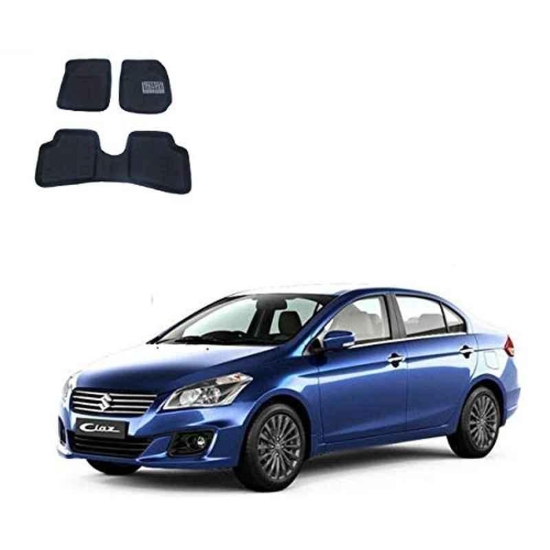 Kozdiko 3 Pcs 3D Black Car Foot Mat Set for Maruti Suzuki Ciaz Facelift 2018-Present, koz_8997