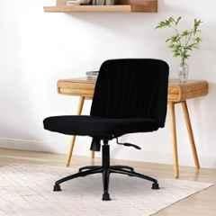 Cellbell Comfy Velvet Medium Back Glossy Black Ergonomic Chair without Wheel, CBHKFOC14451