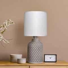 Magik Moroccan Hue 5W Concrete Taupe Table Lamp with Fabric Shade & 1.3m Cord, TDMH000T8021