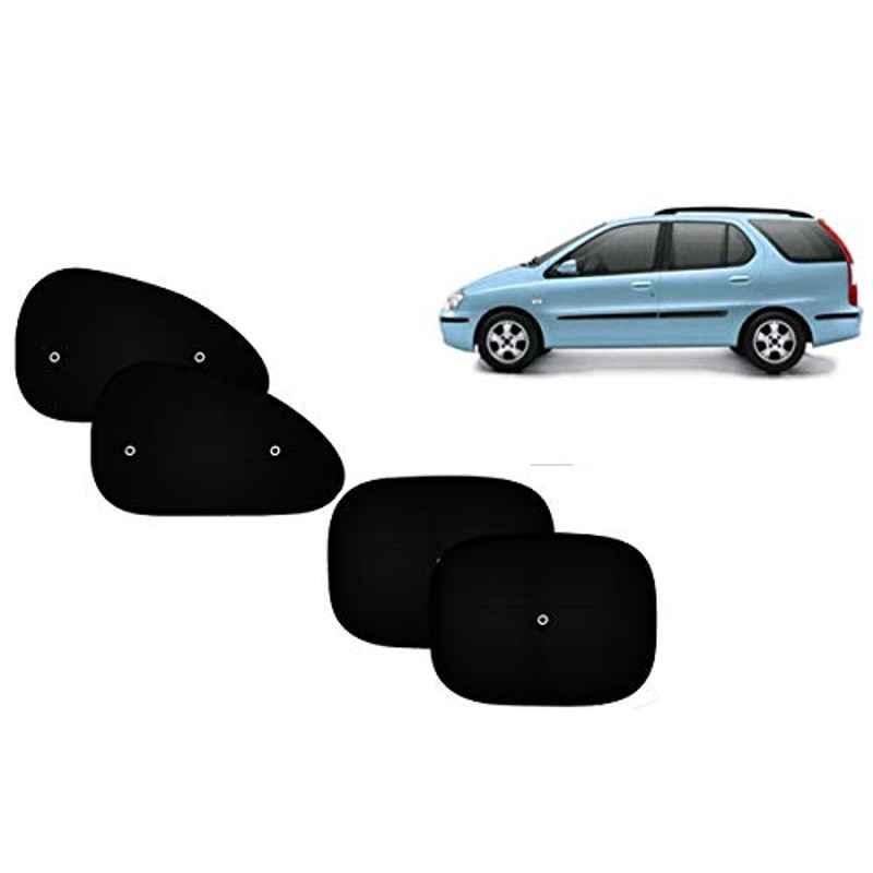 Auto Pearl 4 Pcs PVC & Mesh Black Window Side Sun Shade Set for Tata Indigo Marina