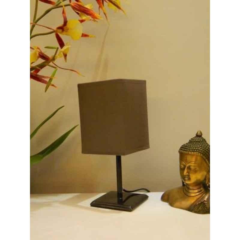 Tucasa Metal Table Lamp with Brown Cotton Shade, P1-F-4
