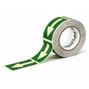 Telly Safety 5m 50mm PVC Photoluminescent Green Directional Arrow Safety Marking Tape, TT-GID-D-5L