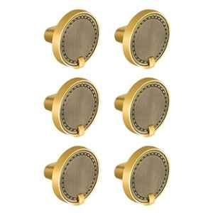 Plantex Knobs for Drawers/Drawer Knobs/Round Knob for Cabinets/Pull-Push Knob for Kitchen/Bedroom/Drawer - Pack of 6 (Brass Antique & Gold)