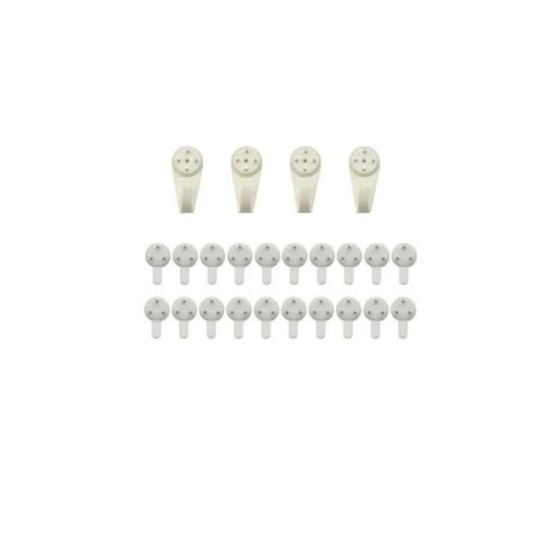 Sinloon White Large Anti-Trace Wall Picture Hook (Pack of 24)