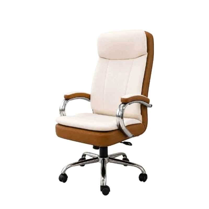 ZRF Leatherette Cream & Tan High Back Armrest Ergonomic Office Chair, ES80