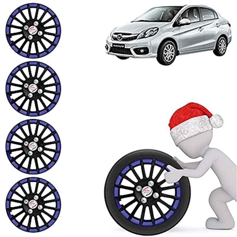Auto Pearl 4 Pcs 14 inch ABS Black & Blue Car Wheel Cover Set for Honda Amaze Type2
