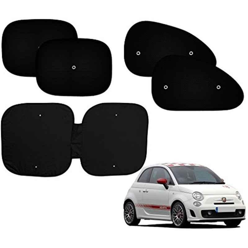 Auto Pearl 5 Pcs PVC & Mesh Black Window & Front Sun Shade Set for Fiat 500 Abarth