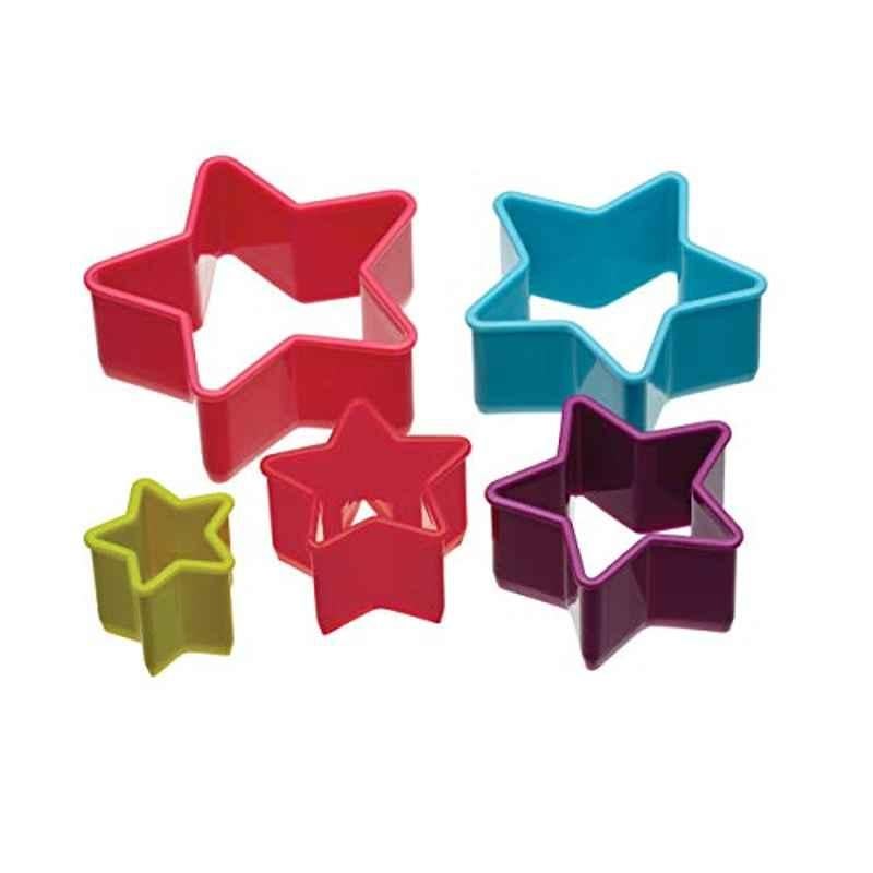 Kitchencraft CWCUTSTAR 5 Pcs Plastic Multicolour Colourworks Brights Star Cookie & Pastry Cutter Set