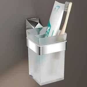 Plantex Tumbler Holder for Bathroom/Pure Brass Toothbrush Holder/Toothpaste/Razor Holder/Bathroom Accessories APS-ASC-03, Chrome