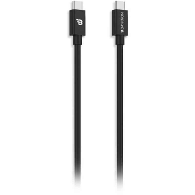 Baykron 3A 1.2m TPU Black USB Type C to Type C Cable, BKR-SL-CTC-BLK12
