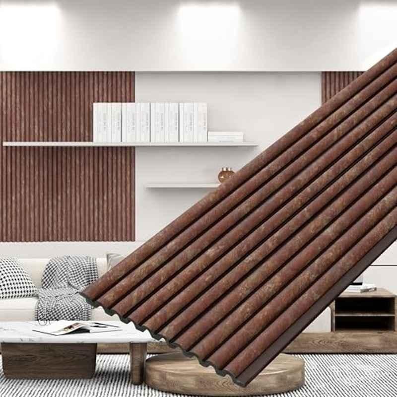 Plantex Rosewood 5 inchx8ft 20 Sqft Wall Panels/Louvers Panel for Wall/Charcoal Panel for Interior Wall Decor/3D Wall Panel (Pack of 5)