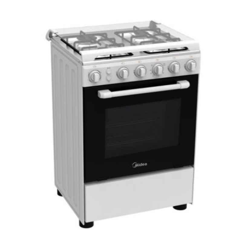 Midea 60x60cm 4 Burner Stainless Steel White Gas Oven with Grill & Rotisserie, BME62057-FFD