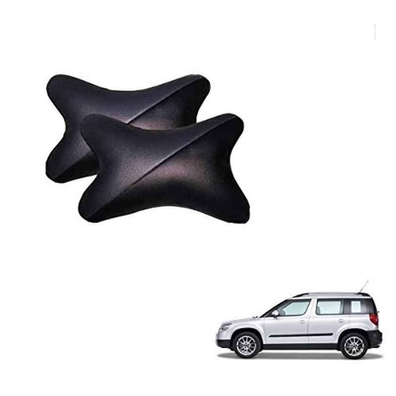 Kozdiko 2 Pcs Memory Foam Grey & Black Car Neck Rest Cushion Pillow Set for Skoda Yeti