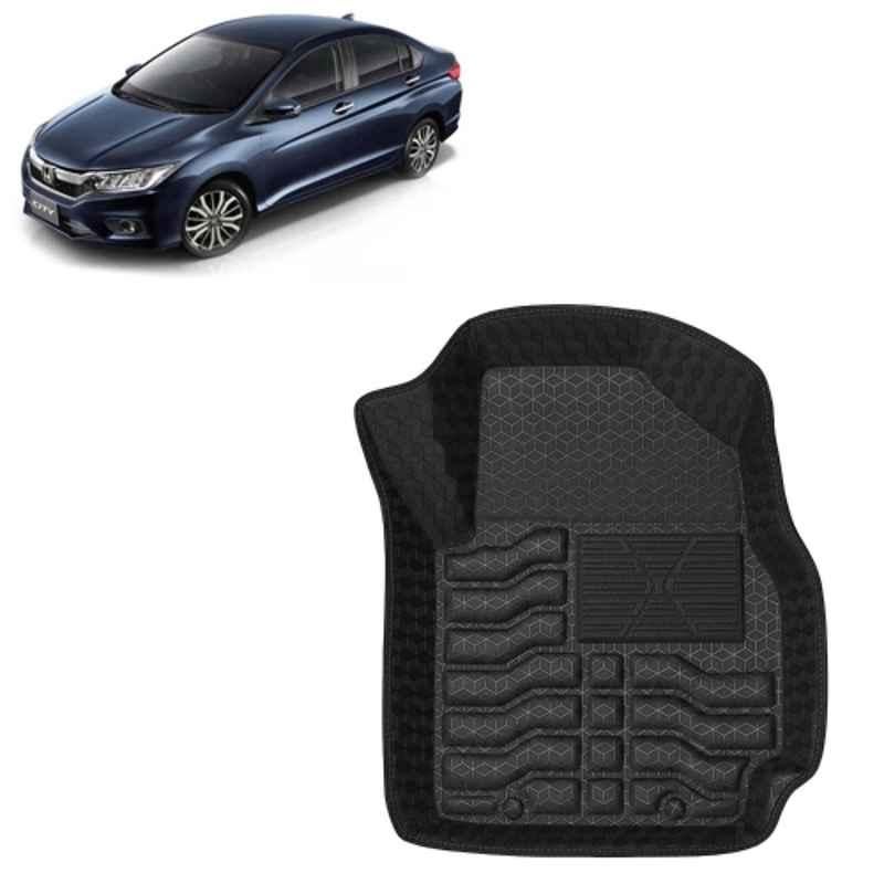 Kingsway 3 Pcs Premium 4.5D 100% Waterproof Tray Shape PVC Black Car Floor Mat Set for Honda City Manual 2017 to 2019 All Model