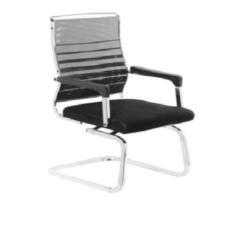 VJ Interior Metal Polypropylene Cover Upholstery Net Fabric Visitor Chair, VJ-811 (J036C)