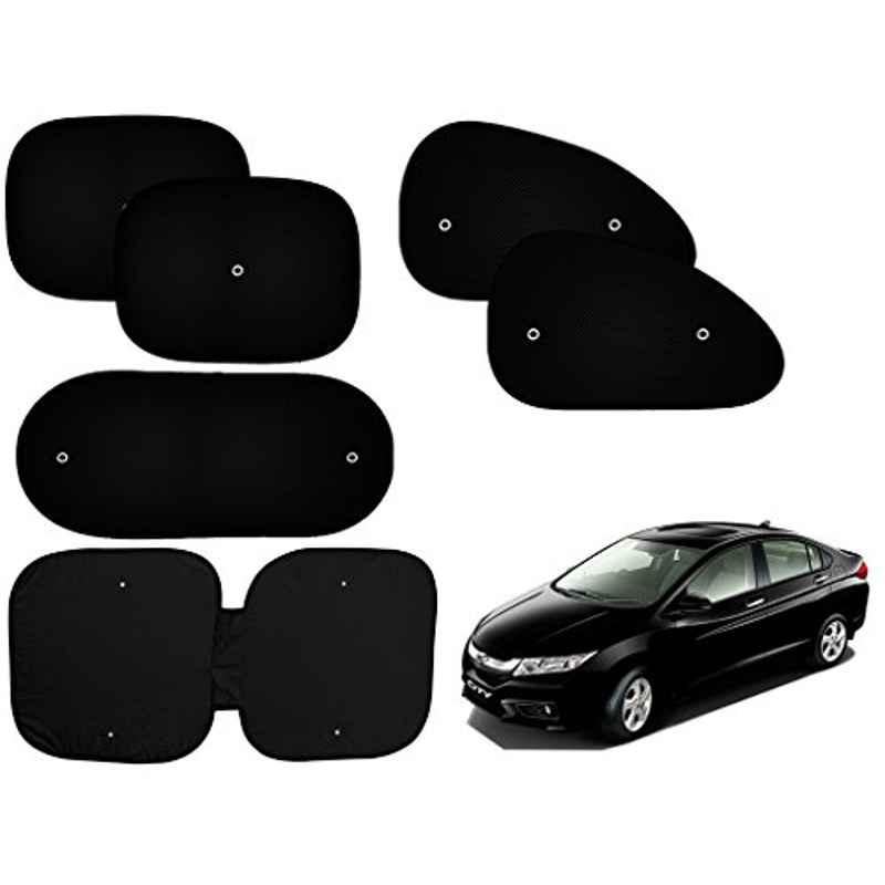 Auto Pearl 6 Pcs PVC & Mesh Black Window, Front & Rear Sun Shade Set for Honda City i DTEC