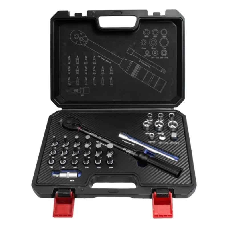 Delta Imports 3/8 inch 5-60Nm Metal Red & Black Imports Mechanical Click Torque Wrench Kit, MS03060T
