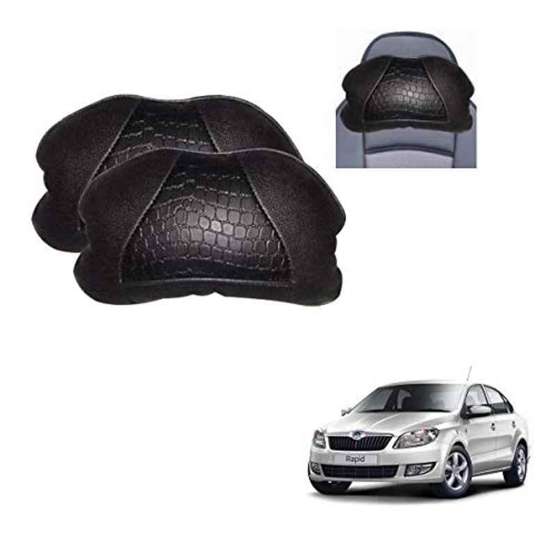 Kozdiko 2 Pcs Black Neck Rest Cushion Pillow Set for Skoda Rapid