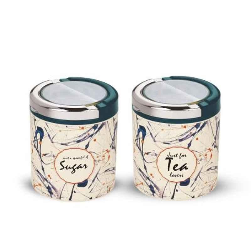 Trueware 2 Pcs 750ml Blue Lift Up Canister Set with Transparent Lid