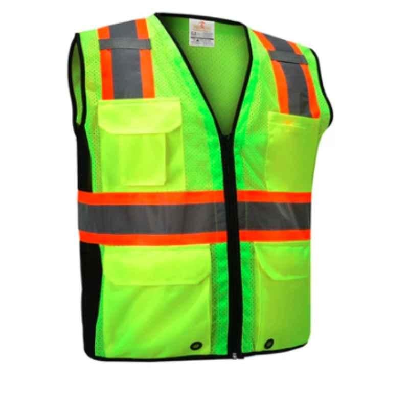 Empiral Glow E108072801 120 GSM Breathable Mesh Safety Vest with Zipper, Size: Xl