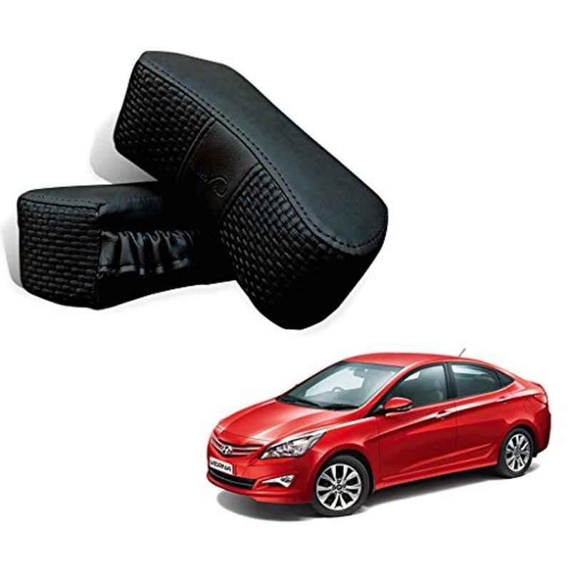 Kozdiko 2 Pcs Memory Foam Black Car Vastra Neck Rest Cushion Set for Hyundai Verna Fluidic 4s, koz_5294