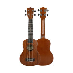 Techno 21 inch Mahogany Brown Soprano Ukulele with Strap & Carry Bag, RJ-UK-221