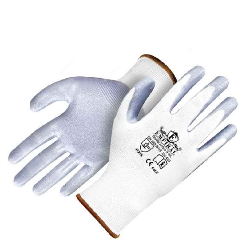 Empiral Gorilla Active II E133572922 100% Polyester White & Grey Nitrile Palm Coated Gloves, Size: XL