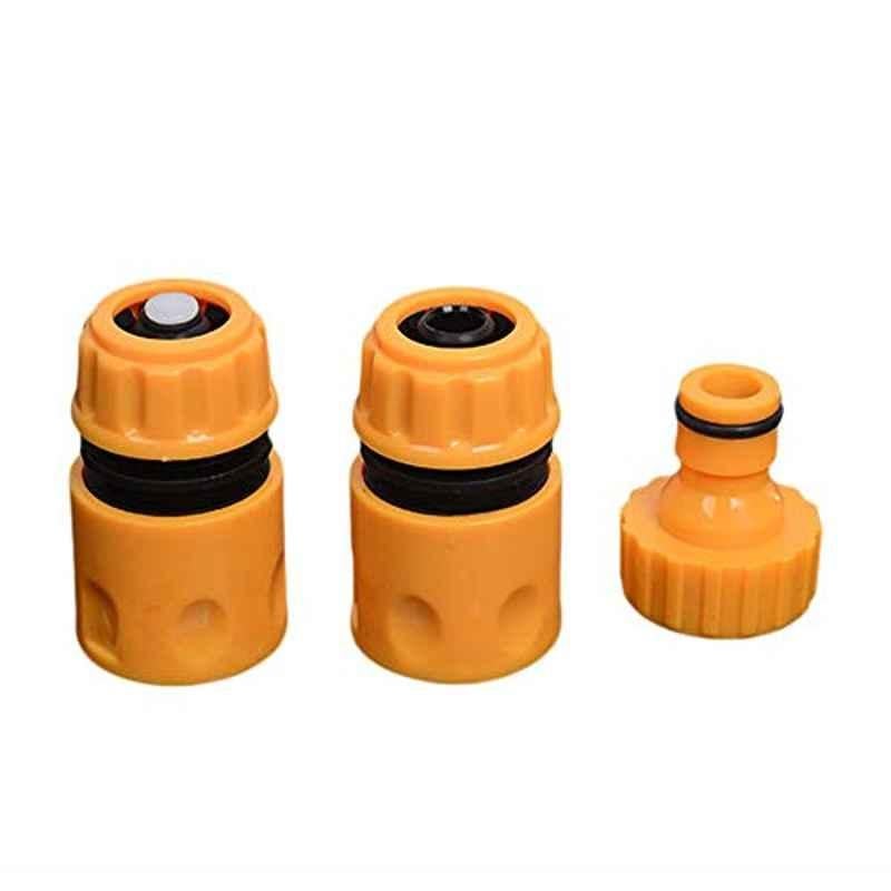 Magicalworldae 3Pcs/Set Universal Garden Water Hose Pipe Fitting Set Yellow Water Hose Pipe Connector Adapter Garden Accessories-Yellow