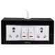 Palfrey 16A 2 Socket Black Polycarbonate Electric Extension Board with Two LED Indicator Switch & 20m Wire, BL 161620 IND