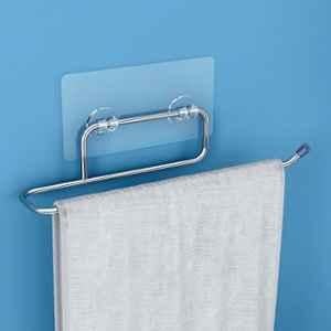 Plantex Self Adhesive Stainless Steel Towel Holder/Towel Hanger/Towel Ring for Bathroom/Napkin Holder/Bathroom Accessories Chrome