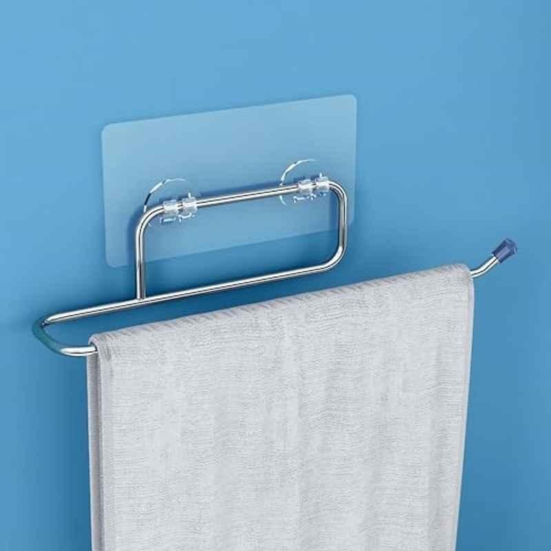 Plantex Self Adhesive Stainless Steel Towel Holder/Towel Hanger/Towel Ring for Bathroom/Napkin Holder/Bathroom Accessories Chrome