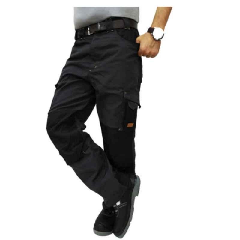 Empiral Spartan Ii Grey & Black Cotton Canvas Cargo Pants, E106782901, Size: 4XL