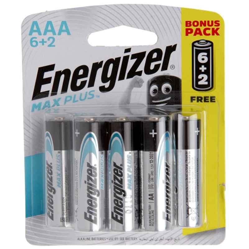 Energizer Max Plus 1.5V AAA Alkaline Battery, EP92BP8 (Promo Pack of 6+2)