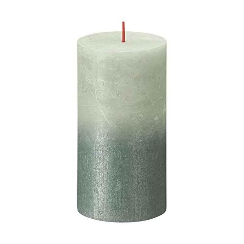 Bolsius Rustic Sunset Paraffin Wax Foggy Green & Oxid Blue Pillar Candle, 210305, Size: Medium